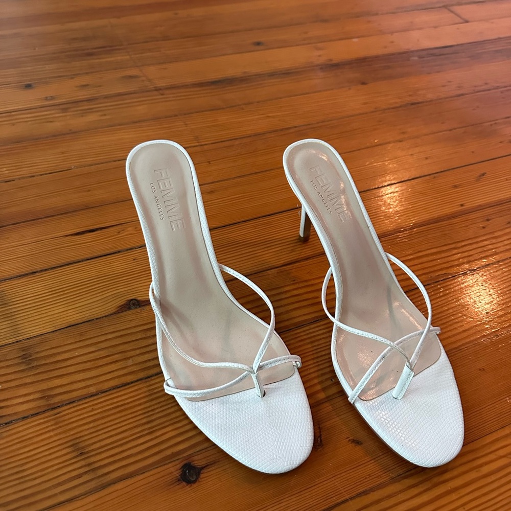 Femme White Strappy Heels